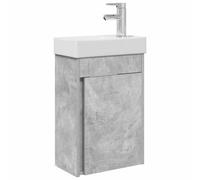 mtlskopl Meuble de lavabo avec lavabo en céramique et robinet, ensemble de meubles de salle de bain à suspendre au mur, design fin pour toilettes d'invités, 40,5 x 22,5 x 62 cm, aspect béton gris