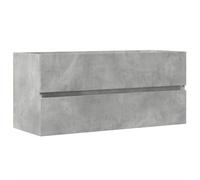 mtlskopl Meuble de lavabo gris béton 100 x 38,5 x 45 cm en matériau dérivé du bois - Design moderne avec beaucoup d'espace de rangement pour salle de bain, toilettes d'invités et petites salles de