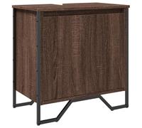 mtlskopl Meuble de lavabo marron aspect chêne - 60 x 35 x 60 cm - En bois avec poignées en métal - Design moderne - Grand espace de rangement - Peu encombrant - Pour les petites salles de bains et les