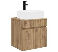 mtlskopl Meuble de lavabo mural en chêne Artisan - 49 x 41 x 63 cm - Meuble de salle de bain moderne avec grand tiroir - Meuble de lavabo suspendu en bois
