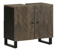 mtlskopl Meuble de lavabo noir - 62 x 33 x 58 cm - En bois de manguier massif avec pieds en métal - Design moderne - Robuste et durable - Pour petites salles de bains et toilettes d'invités