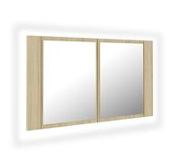 mtlskopl Meuble de salle de bain à LED - 80 x 12 x 45 cm - Chêne Sonoma - Acrylique - Lumière RVB - Aspect moderne - Antidérapant - Montage mural - Pour toilettes d'invités et petites salles de bains