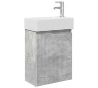 mtlskopl Meuble de salle de bain avec robinet gris béton, meuble de salle de bain mural avec lavabo en céramique et mitigeur, ensemble de meubles de salle de bain moderne pour WC d'invités, 45,5 x