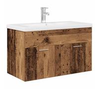mtlskopl Meuble de salle de bain moderne avec lavabo et robinet 80 x 38,5 x 46 cm - Bois recy t céramique - Meuble de salle de bain moderne pour petites salles de bain