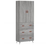 mtlskopl Meuble haut gris Sonoma 69,5 x 34 x 180 cm en bois et métal - Grande commode de cuisine avec portes pratiques - Design moderne et beaucoup d'espace de rangement pour cuisine, salon, couloir