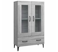 mtlskopl Meuble haut gris Sonoma 70 x 31 x 115 cm en bois avec façade en verre trempé, design moderne, grand espace de rangement, armoire à tiroirs pour salon, couloir et bureau