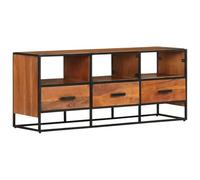 mtlskopl Meuble TV - 110 x 30 x 45 cm - Bois massif d'acacia avec fer - Design industriel moderne - Pour salon, chambre à coucher, bureau