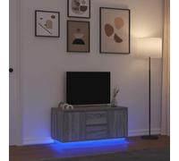 mtlskopl Meuble TV avec LED RVB Sonoma gris 100 x 41 x 50 cm - Meuble bas moderne en bois pour salon, bureau, chambre à coucher, mur de salon