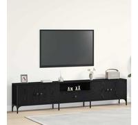 mtlskopl Meuble TV bas en chêne noir - 200 x 25 x 44 cm - Design moderne avec 4 portes, 1 tiroir et étagère - Pour salon, bureau, couloir