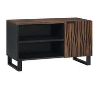 mtlskopl Meuble TV bas en noyer - 80 x 33 x 46 cm - En bois - Avec 2 étagères et 1 porte - Design moderne - Robuste et peu encombrant - Pour salon, chambre à coucher, bureau et couloir