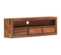 mtlskopl Meuble TV en Bois Massif d'Acacia et Palissandre, Buffet Bas de Salon Rustique avec 3 Tiroirs et 1 Compartiment, Table de Télévision et Support Média, 120 x 30 x 40 cm