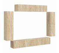 mtlskopl Meuble TV Mural 8 Pièces Ensemble de Meuble de Salon Suspendu avec Portes pour Rangement et Décoration Cabinet en Bois Style Moderne Contemporain Coloris Chêne Sonoma