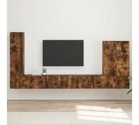 mtlskopl Meuble TV mural bas 98 x 31 x 29,5 cm, chêne fumé, 6 modules, USB, 9 portes pivotantes, 12 étagères, 78 kg, flexible