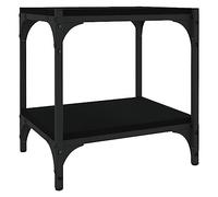 mtlskopl Meuble TV Noir 40x33x41 cm, Petit Meuble de Rangement Style Industriel en Bois d'Ingénierie et Acier, Table de Salon Basse à 2 Niveaux pour Décodeur et Console
