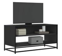 mtlskopl Meuble TV, noir, 91 x 40 x 46 cm, matériau à base de bois et métal, moderne, meuble TV, buffet, pour salon, chambre à coucher, avec espace de rangement