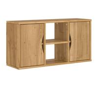 mtlskopl Meuble TV ODDA 79x24x40 cm en Bois Massif de Pin Finition Cire de Miel, Petit Meuble Bas de Salon avec Placard de Rangement pour Décodeur Livres et Décoration