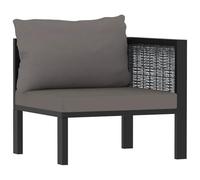 mtlskopl Module d'angle de canapé - Anthracite - 68 x 68 x 64 cm - En polyrotin - Résistant aux intempéries - Avec accoudoir gauche et coussin épais - Meubles de jardin pour terrasse, balcon, jardin