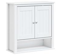 mtlskopl Montagne - Armoire murale de salle de bain - Blanc - 69,5 x 27 x 71,5 cm - En bois massif - Peu encombrante - Avec 3 étagères et 2 portes - Design moderne et robuste - Pour petites salles de