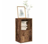 mtlskopl Narrow Wood-Look Bookcase 31x24x52 cm Reclaimed Vintage Shelf with Adjustable Door & Open Cubby Compact Storage Unit for Living Room Office Bedroom