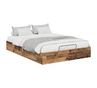 mtlskopl Ottoman Cadre de lit en bois recyclé 203 x 140 cm en panneau de particules de bois avec espace de rangement vérin à gaz Design moderne robuste et durable pour chambre à coucher, chambre