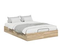 mtlskopl Ottoman Cadre de lit en chêne Sonoma - 203 x 120 x 25 cm - Lit simple en panneau de particules avec vérin à gaz - Design moderne et robuste - Pour chambre à coucher, chambre d'amis, chambre