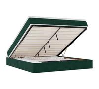 mtlskopl Ottoman Lit de rangement, 180 x 200 cm, en velours, vert foncé, avec matelas à ressorts ensachés et coussin, lit double confortable, peu encombrant, pour chambre à coucher, chambre d'amis