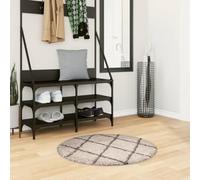 mtlskopl Pamplona Tapis shaggy à poils longs, beige, anthracite, diamètre 80 cm, 30 mm, doux, en 100 % polypropylène, design de salon, pour chambre à coucher, couloir, bureau