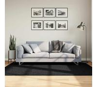 mtlskopl Pamplona Tapis shaggy moderne, noir, 140 x 200 cm, 30 mm, pour salon, chambre à coucher et couloir, 100 % polypropylène, adapté au chauffage au sol