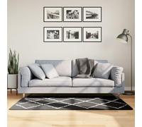 mtlskopl Pamplona Tapis shaggy noir crème 80 x 150 cm 30 mm 100 % polypropylène certifié Oeko-Tex pour salon, chambre à coucher, couloir et bureau