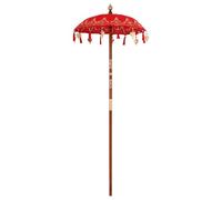 mtlskopl Parasol Balinais Bois et Coton Ombrage Jardin Rouge 125 cm