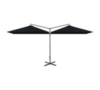 mtlskopl Parasol Double de Jardin 600x290 cm Grand Ombrage Acier Noir | Couverture XXL pour terrasse et jardin. Mât en acier robuste avec pied croix pour un coin d'ombre élégant au quotidien.