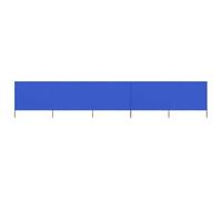 mtlskopl Paravent 5 Panneaux Pliable Textile Bois 600 x 80 cm Bleu | Brise-vent d'extérieur pour jardin et terrasse avec tissu non-tissé résistant et 6 piquets en bois faciles à planter.