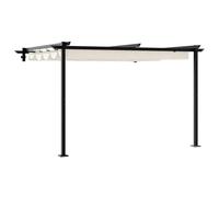 mtlskopl Pergola Adossée 300x300 cm avec Toit Rétractable Crème | Pavillon adossé avec ombre réglable pour terrasse et jardin, idéal pour abriter vos repas conviviaux en plein air.