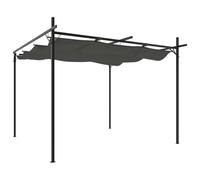 mtlskopl Pergola de Jardin avec Toit Rétractable Anthracite 295x292 cm | Tonnelle de terrasse avec cadre en alu et acier solide. Tissu polyester résistant aux UV pour vos repas dans le jardin.