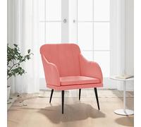 mtlskopl Petit fauteuil de lecture en velours rose, 63 x 76 x 80 cm, avec structure en métal et accoudoirs rembourrés, design moderne et dimensions peu encombrantes pour le salon, la chambre à coucher