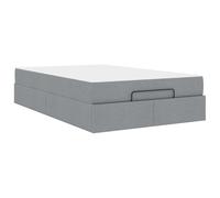 mtlskopl Petit lit double 120 x 200 cm avec espace de rangement intégré Cadre de lit moderne en tissu gris clair et matelas en mousse moyenne pour chambre d'adolescent, chambre d'amis, chambre à