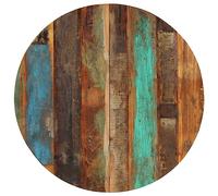 mtlskopl Plateau de table rond de 80 cm en bois recyclé massif de 15 à 16 mm - Design rustique et cool avec deux entretoises en bois - Aspect D multicolore unique pour cuisine, salle à manger, balcon