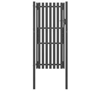 mtlskopl Portail de jardin en acier - 100 x 200 cm - Anthracite - Porte de clôture robuste pour jardin et cour - Porte de jardin à 1 battant avec cadre tubulaire plat renforcé et 2 poteaux - Portail