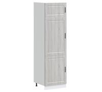 mtlskopl Porto Armoire de cuisine - Gris - Sonoma - 60 x 57 x 207 cm - Avec pieds réglables - Design moderne - Pour cuisine, salle à manger et couloir