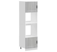 mtlskopl Porto Armoire de cuisine robuste avec pieds réglables - 60 x 57 x 207 cm - Gris - En bois Sonoma - Armoire de cuisine robuste avec pieds réglables - Peu encombrant - Passe au four et au