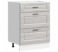 mtlskopl Porto Meuble de cuisine - Gris - 60 x 46 x 81,5 cm - Matériau bois robuste avec capacité de charge de 50 kg - Pieds réglables en hauteur - Grand espace de rangement - Design moderne pour