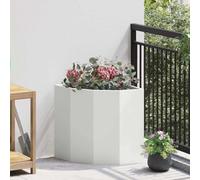 mtlskopl Pot de fleurs d'angle - Blanc - 45 x 45 x 50 cm - En acier - Design moderne - Pour balcon, terrasse, jardin - Peu encombrant et élégant - Pour l'extérieur et l'intérieur