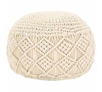 mtlskopl Pouf en macramé fait à la main en coton - Coussin de sol - 45 x 30 | Tabouret chic en coton tressé pour chambre et salon. Crée une atmosphère chaleureuse.