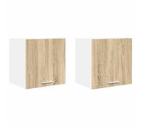 mtlskopl Riga - Lot de 2 armoires suspendues - Chêne Sonoma - Blanc - 40 x 31 x 40 cm - Matériau dérivé du bois - Design moderne - Avec porte - Peu encombrant - Pour cuisine, couloir, salon