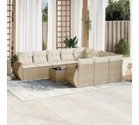mtlskopl Salon de jardin en polyrotin beige résistant aux intempéries, canapé d'angle 62 x 62 x 69 cm, complet avec coussins d'assise, table en verre modulaire pour jardin, balcon, terrasse