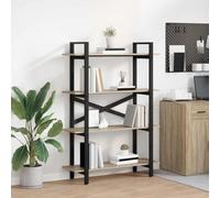 mtlskopl Sonoma Étagère à livres en chêne 100 x 33,5 x 140 cm Étagère industrielle avec cadre en acier 4 étagères pour salon, maison, bureau, chambre à coucher, couloir