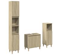 mtlskopl Sonoma - Lot de 3 meubles de salle de bain - En chêne Sonoma - 58 x 33 x 60 cm - Avec 2 armoires de salle de bain - 30 x 30 x 190/100 cm - Design moderne pour petites salles de bains et WC