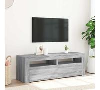 mtlskopl Sonoma - Meuble TV - Gris - 120 x 35 x 40 cm - Avec LED RVB - Moderne - En bois - Avec beaucoup d'espace de rangement - Peu encombrant - Pour salon, bureau et chambre à coucher