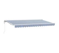 mtlskopl Store banne - 350 x 200 cm - Bleu/blanc - En polyester résistant aux intempéries - Avec cadre en aluminium - Extensible manuellement ou électriquement - Pour balcon, terrasse, jardin