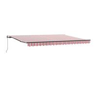 mtlskopl Store rétractable rouge blanc 450 x 300 cm en polyester résistant aux UV et acier design moderne avec mécanisme à manivelle manuel Voile d'ombrage pour balcon, terrasse, jardin